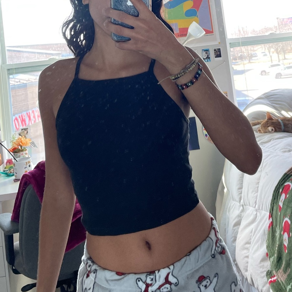 Black Cropped Tank Top